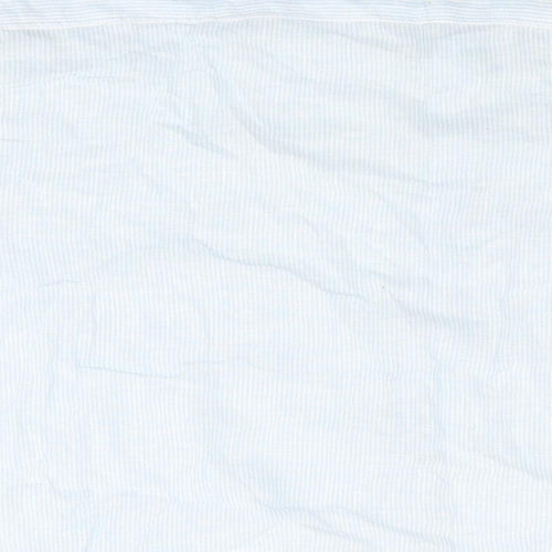Avenue Mens Blue Striped Linen Button-Up Size 2XL Round Neck Button