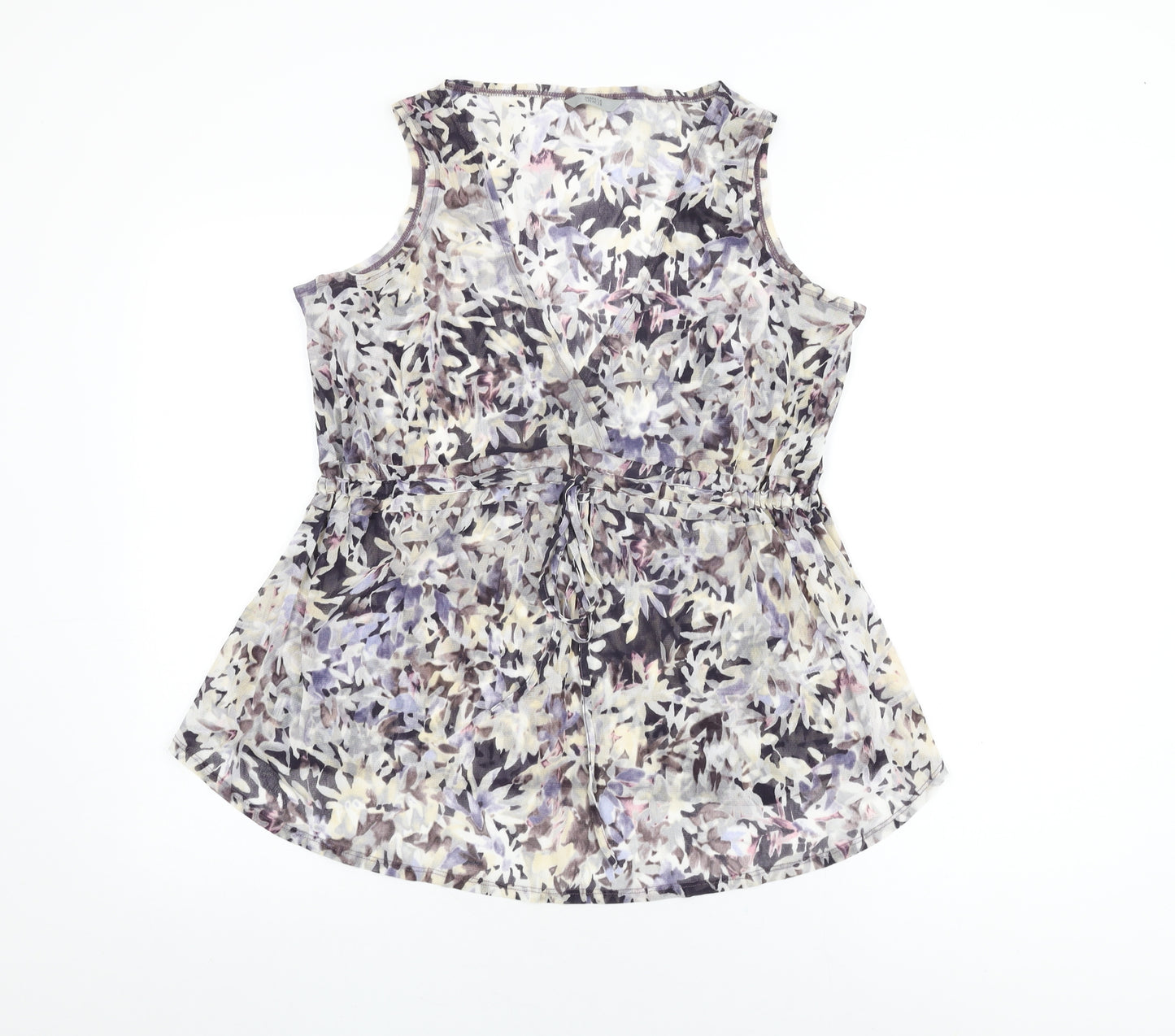 Marks and Spencer Womens Multicoloured Floral Polyamide Basic Blouse Size 16 V-Neck - Size 16-18