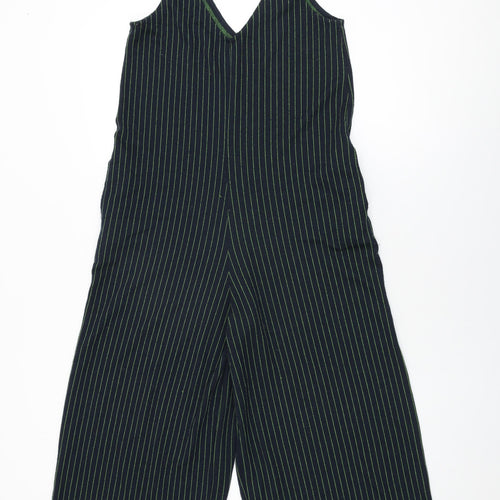 Pull&Bear Womens Black Striped Polyester Jumpsuit One-Piece Size M L20 in Pullover