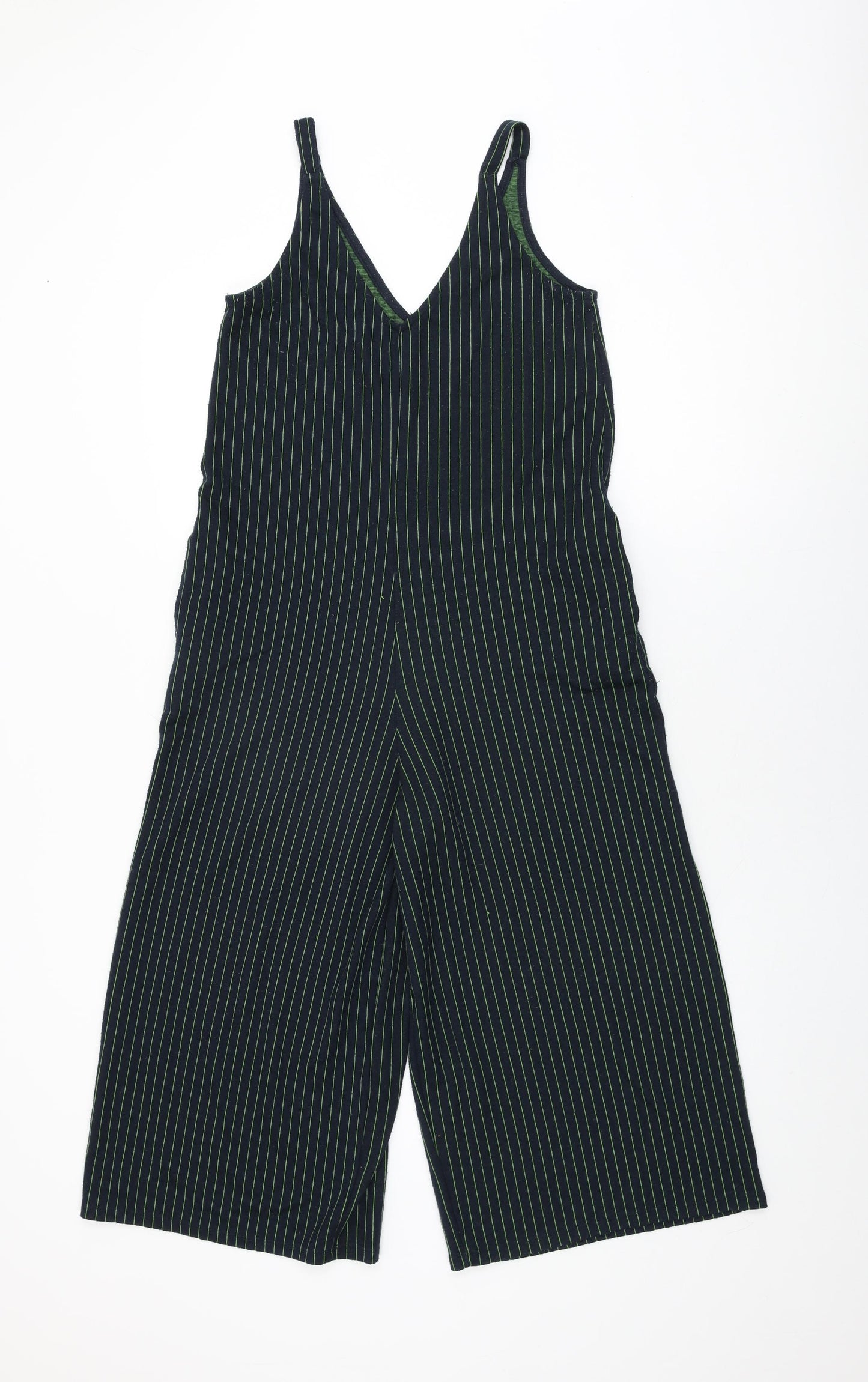 Pull&Bear Womens Black Striped Polyester Jumpsuit One-Piece Size M L20 in Pullover