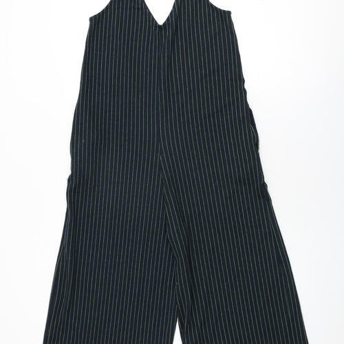 Pull&Bear Womens Black Striped Polyester Jumpsuit One-Piece Size M L20 in Pullover