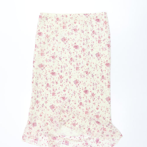 AMARANTO Womens Ivory Floral Polyester Flare Skirt Size 12