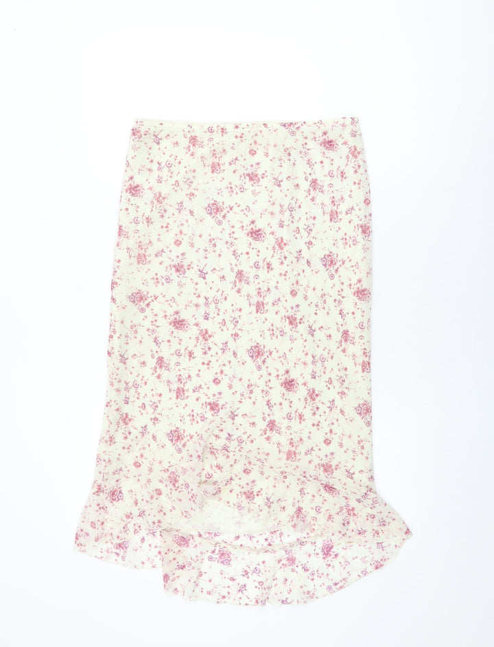 AMARANTO Womens Ivory Floral Polyester Flare Skirt Size 12