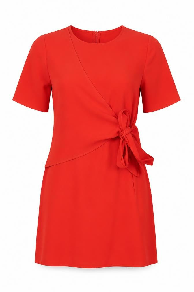 Warehouse Womens Red Polyester Shift Size 10 Round Neck Zip