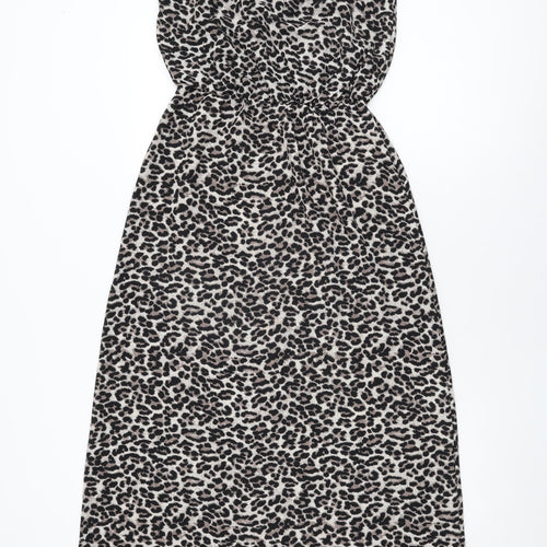 Only Womens Beige Animal Print Polyester Maxi Size 6 Round Neck Pullover