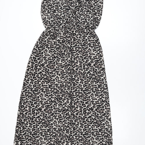 Only Womens Beige Animal Print Polyester Maxi Size 6 Round Neck Pullover