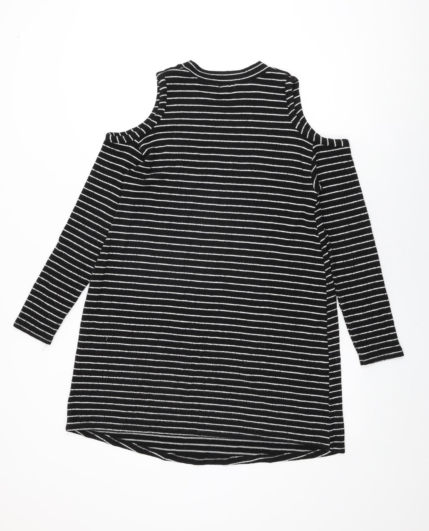 River Island Womens Black Striped Polyester Shift Size 6 Round Neck Pullover