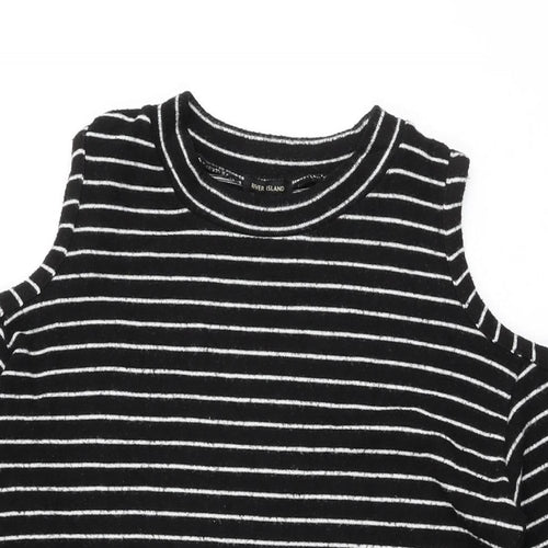 River Island Womens Black Striped Polyester Shift Size 6 Round Neck Pullover