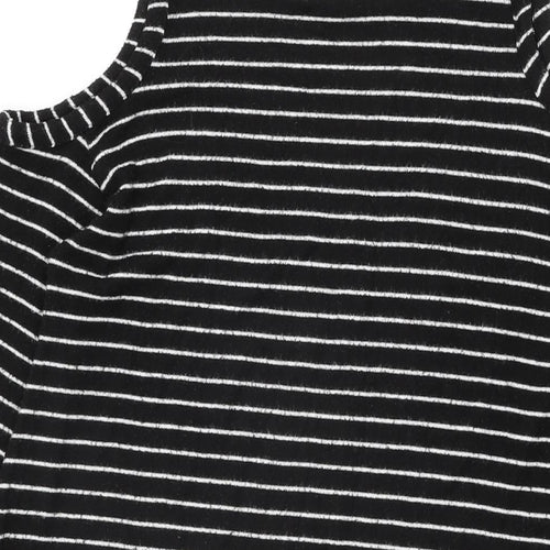 River Island Womens Black Striped Polyester Shift Size 6 Round Neck Pullover
