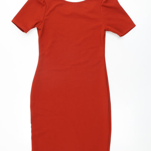 Dorothy Perkins Womens Red Polyester Bodycon Size 10 Round Neck Pullover