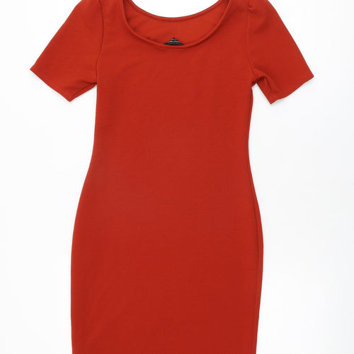 Dorothy Perkins Womens Red Polyester Bodycon Size 10 Round Neck Pullover