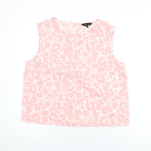 New Look Womens Pink Floral Polyester Basic T-Shirt Size 16 Round Neck