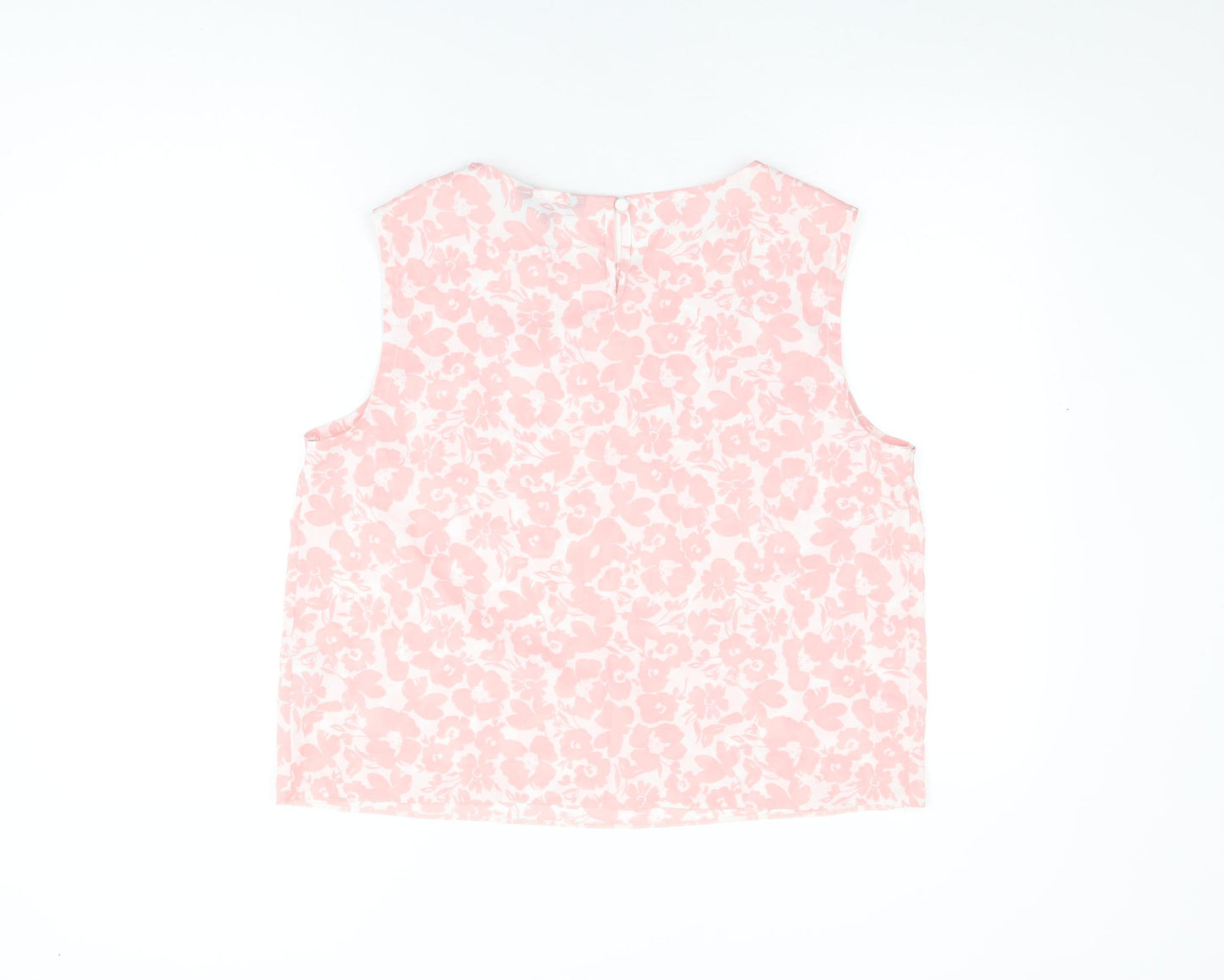 New Look Womens Pink Floral Polyester Basic T-Shirt Size 16 Round Neck