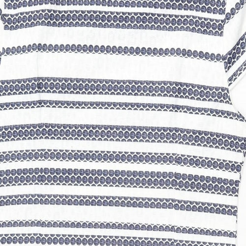 Quiz Womens White Striped Polyester Bodycon Size 12 Round Neck Zip