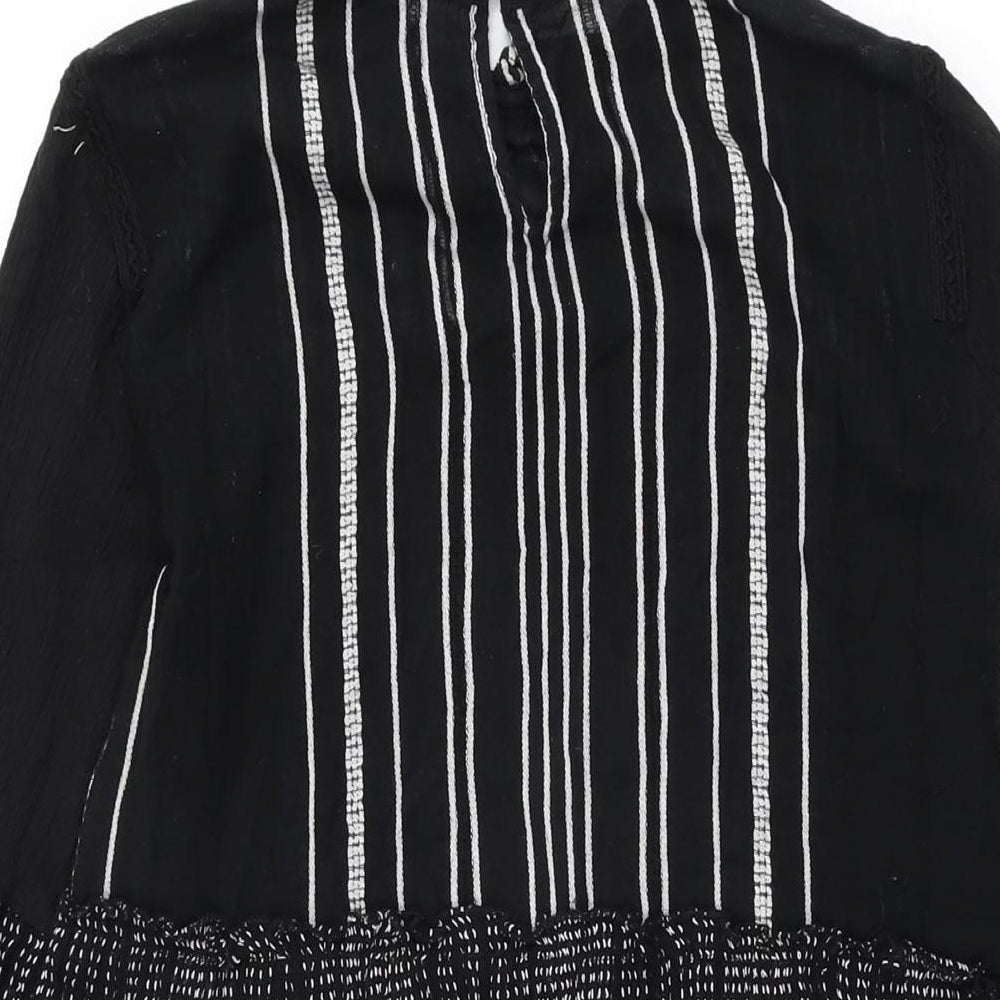 Zara Womens Black Geometric Cotton Shift Size S Round Neck Button