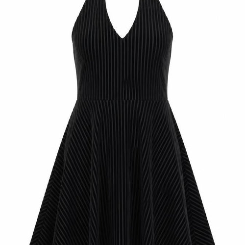 Pins & Needles Womens Black Striped Polyester Skater Dress Size XS V-Neck Pullover