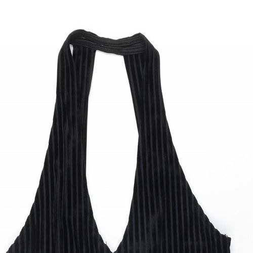 Pins & Needles Womens Black Striped Polyester Skater Dress Size XS V-Neck Pullover