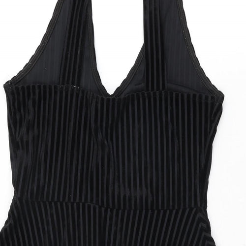 Pins & Needles Womens Black Striped Polyester Skater Dress Size XS V-Neck Pullover