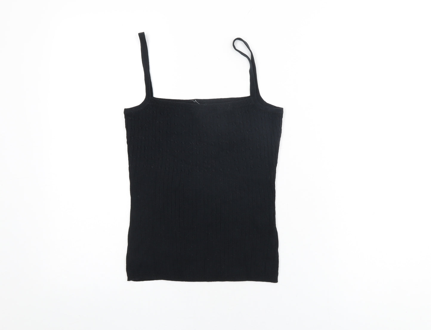 VILA Womens Black Cotton Basic T-Shirt Size S Square Neck