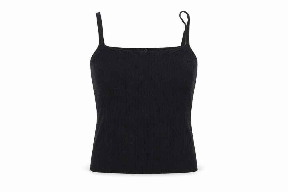 VILA Womens Black Cotton Basic T-Shirt Size S Square Neck