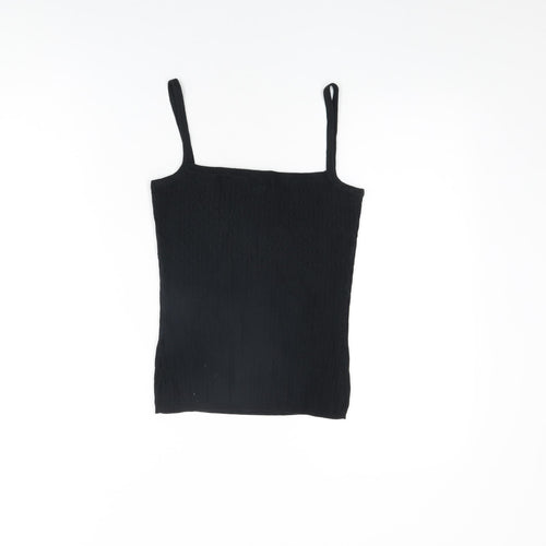 VILA Womens Black Cotton Basic T-Shirt Size S Square Neck
