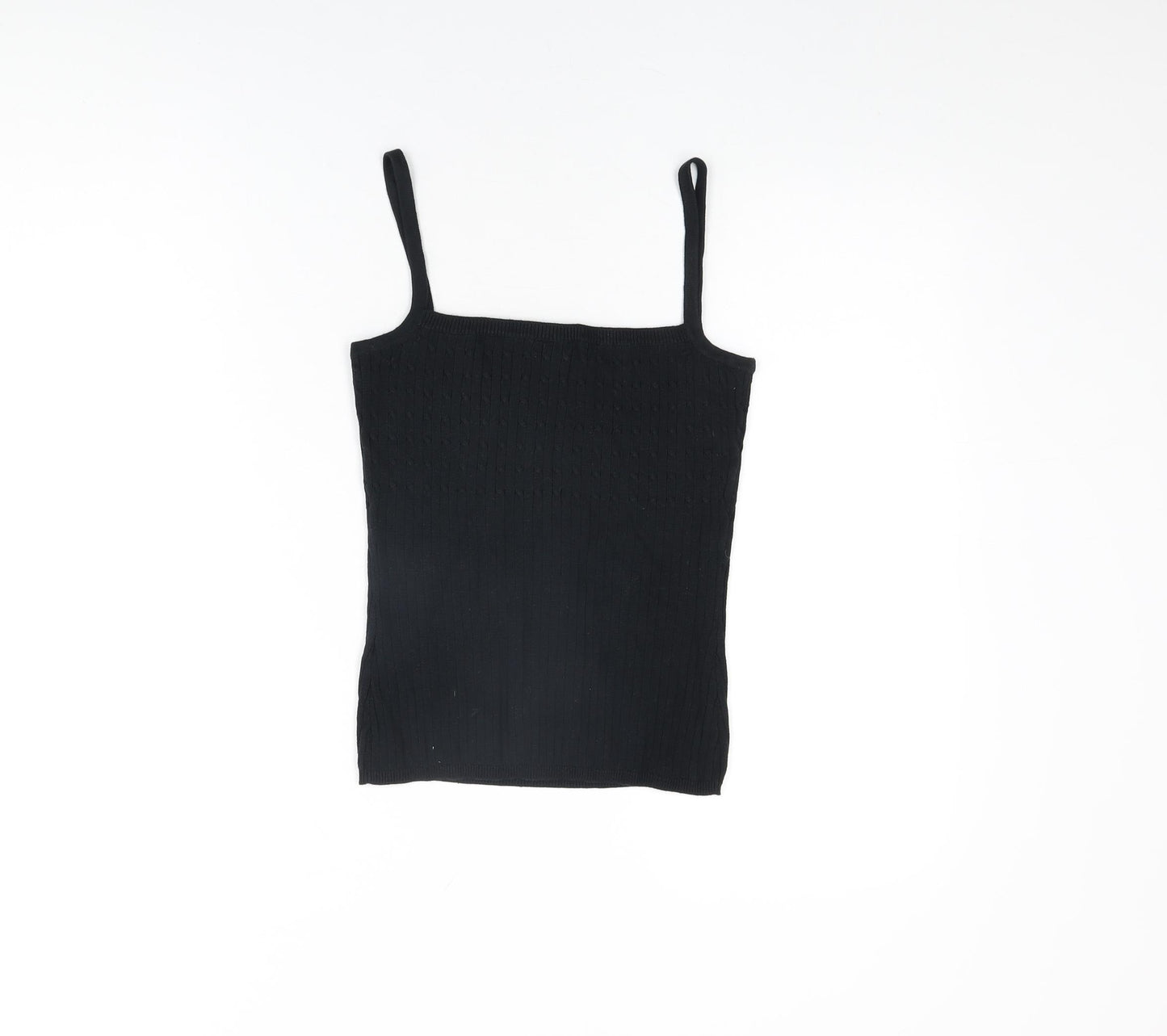 VILA Womens Black Cotton Basic T-Shirt Size S Square Neck