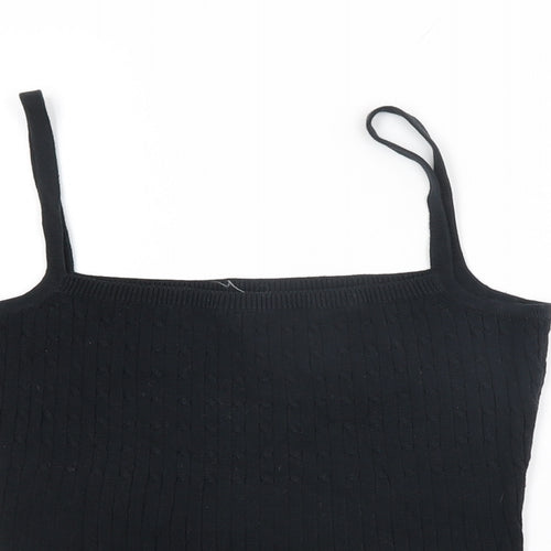 VILA Womens Black Cotton Basic T-Shirt Size S Square Neck