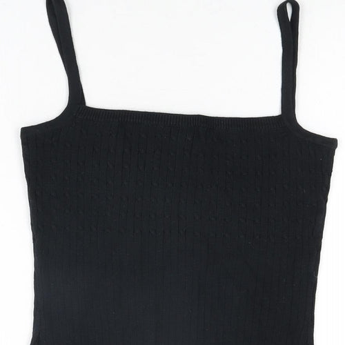 VILA Womens Black Cotton Basic T-Shirt Size S Square Neck