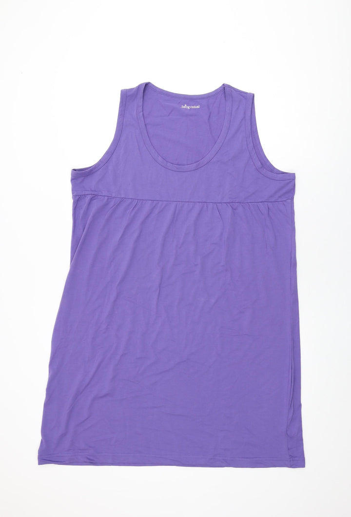 Being Casual Womens Purple Polyester Shift Size 20 Scoop Neck Pullover