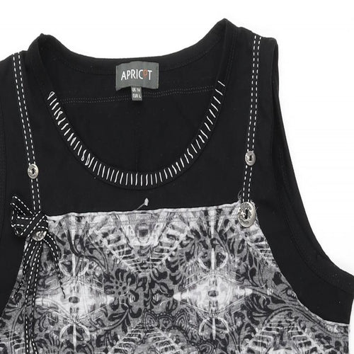 Apricot Womens Black Geometric Polyester Shift Size 14 Round Neck Pullover