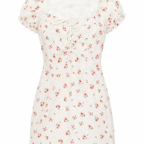 Nasty Gal Womens Ivory Floral Polyester Mini Size 8 V-Neck Zip