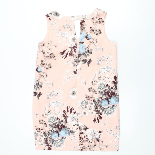 NEXT Womens Pink Floral Polyester Shift Size 12 V-Neck Zip