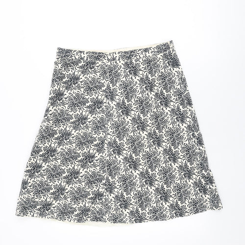 Gap Womens White Floral Cotton Swing Skirt Size 14 Zip