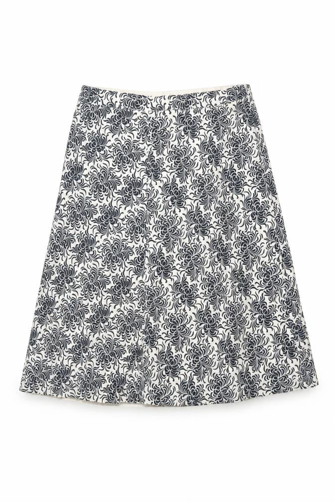 Gap Womens White Floral Cotton Swing Skirt Size 14 Zip
