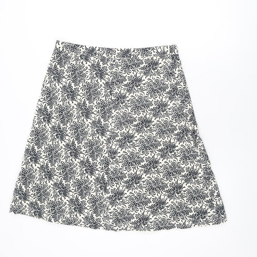 Gap Womens White Floral Cotton Swing Skirt Size 14 Zip