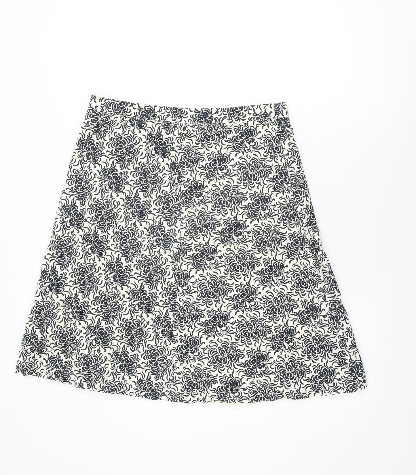 Gap Womens White Floral Cotton Swing Skirt Size 14 Zip