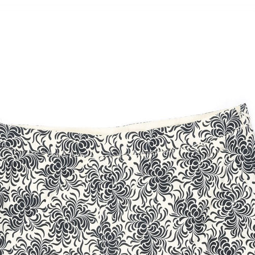 Gap Womens White Floral Cotton Swing Skirt Size 14 Zip