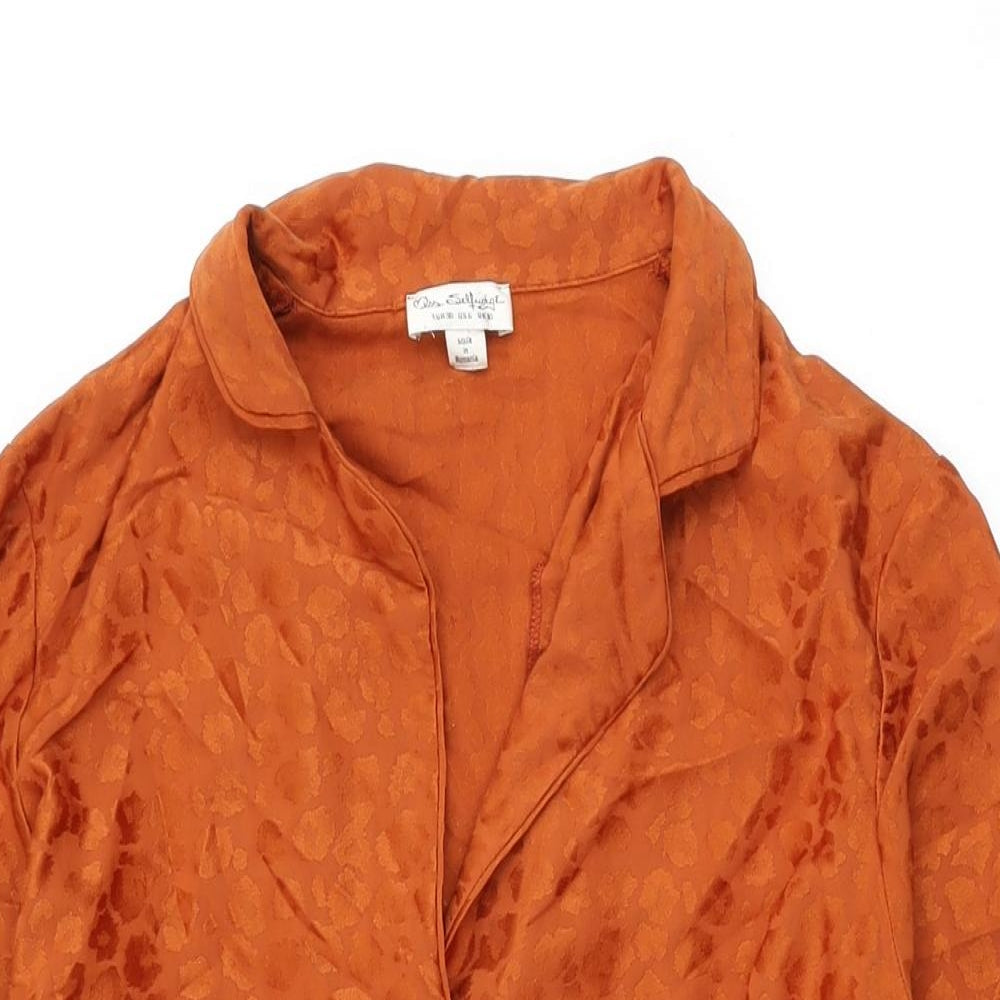 Miss Selfridge Womens Orange Animal Print Polyester Mini Size 10 Collared Pullover
