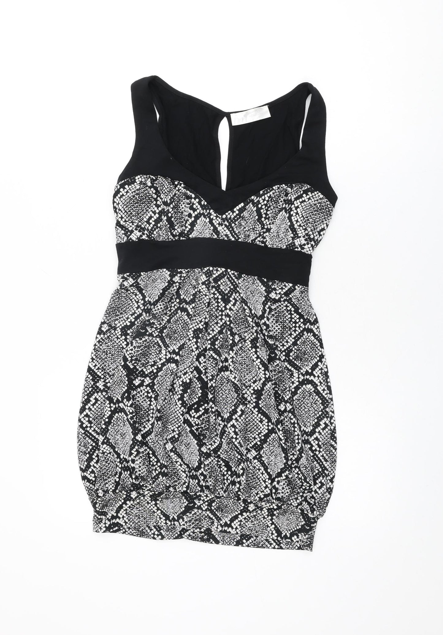 Internacionale Womens Black Animal Print Polyester Mini Size 10 V-Neck Tie
