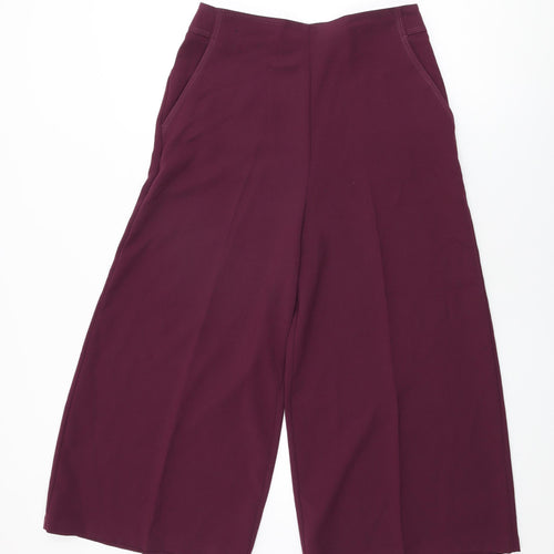 NEXT Womens Purple Polyester Cropped Trousers Size 10 L23 in Regular Zip