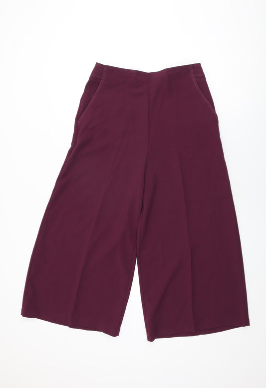 NEXT Womens Purple Polyester Cropped Trousers Size 10 L23 in Regular Zip