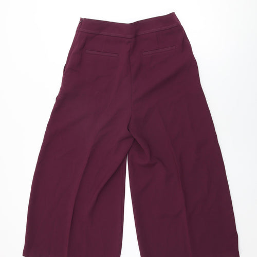 NEXT Womens Purple Polyester Cropped Trousers Size 10 L23 in Regular Zip