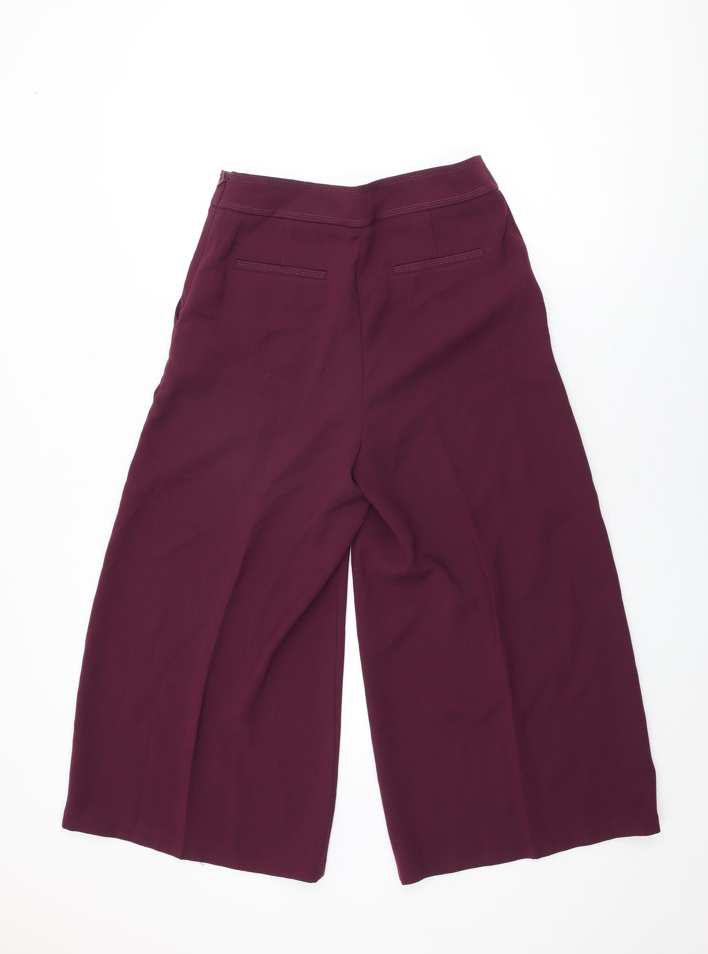 NEXT Womens Purple Polyester Cropped Trousers Size 10 L23 in Regular Zip