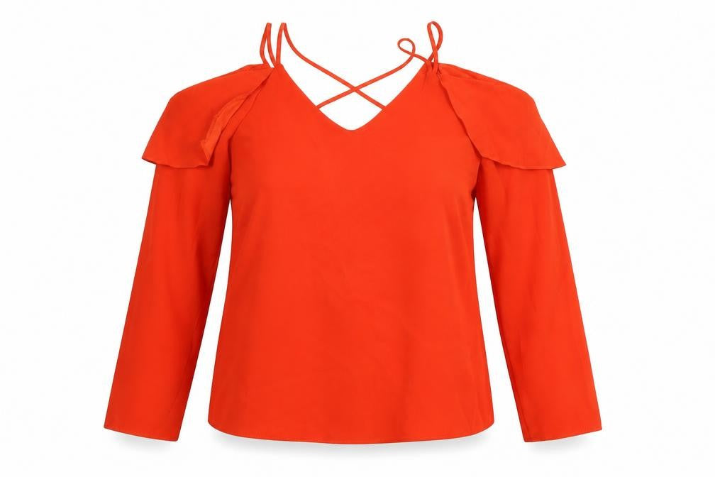 River Island Womens Red Polyester Basic Blouse Size 8 V-Neck