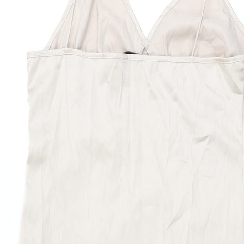 NA-KD Womens Beige Polyester Slip Dress Size 10 V-Neck Zip