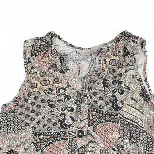Dorothy Perkins Womens Multicoloured Floral Viscose Basic T-Shirt Size 8 V-Neck