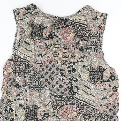 Dorothy Perkins Womens Multicoloured Floral Viscose Basic T-Shirt Size 8 V-Neck