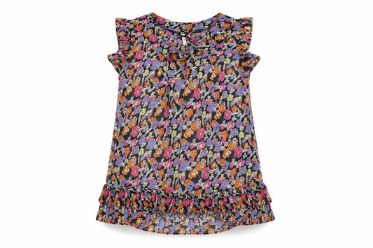 Front view of Next women’s black floral polyester basic blouse, size UK 14, scoop neck