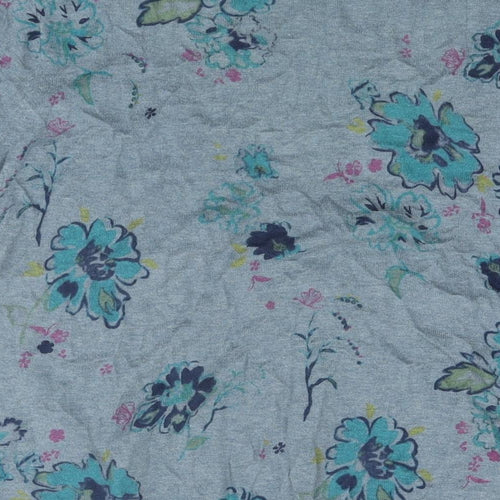 NEXT Womens Blue Floral Cotton Basic T-Shirt Size 18 Scoop Neck