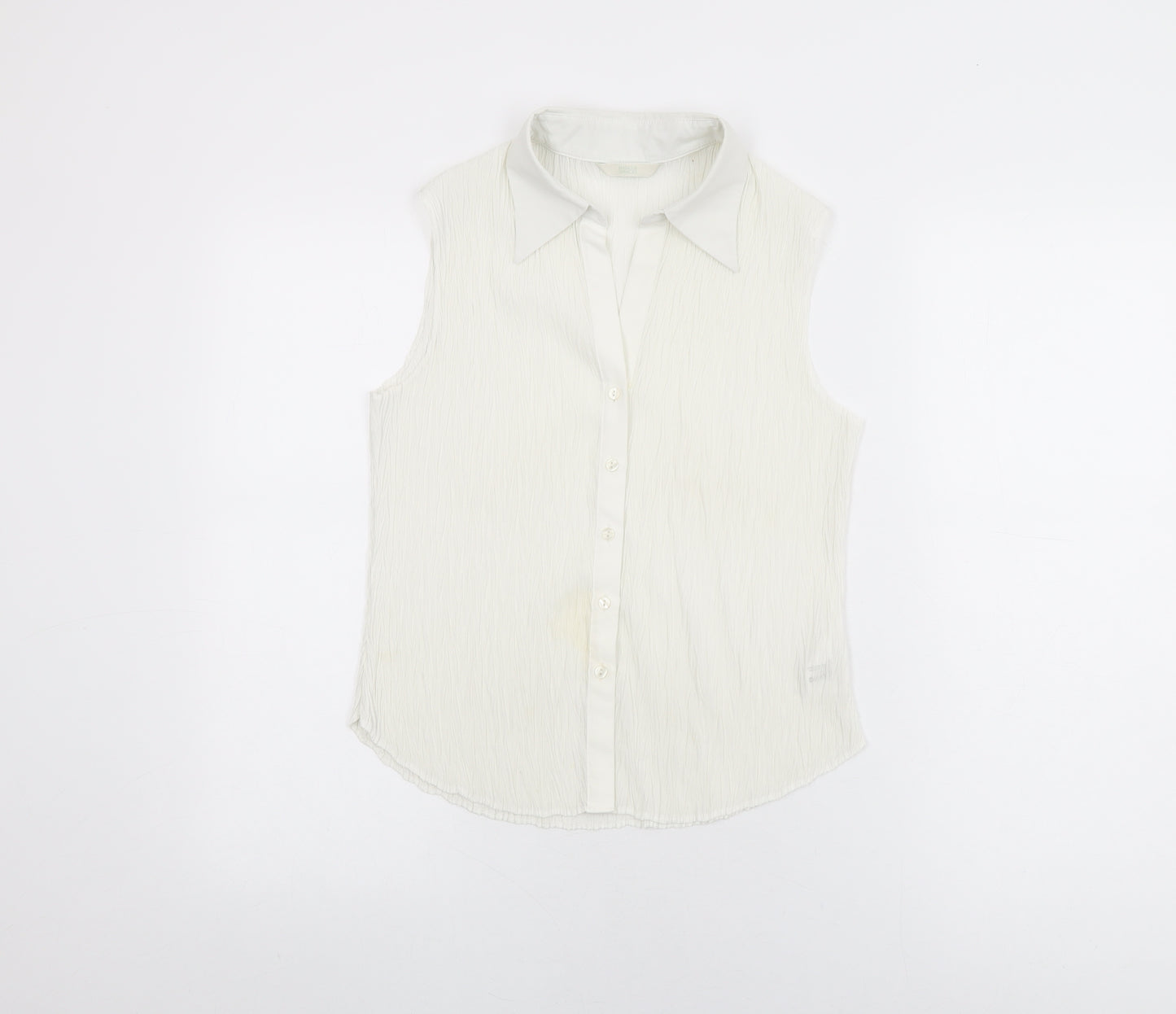 Marks and Spencer Womens White Polyester Basic Button-Up Size 14 Collared
